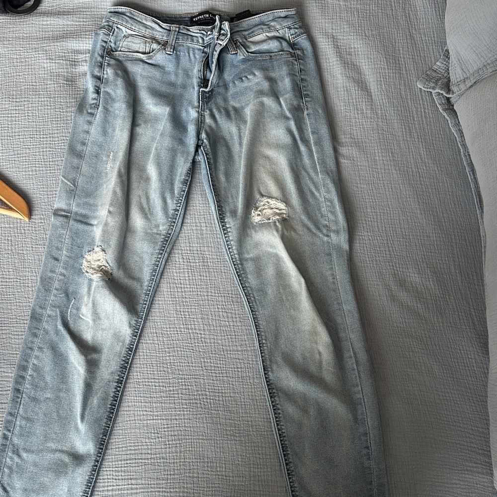 Kenneth Cole Light Blue Distressed Skinny Jeans
